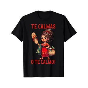 Te Calmas O Te Calmo T-Shirt, Funny Mexican Mom Chancleta Graphic Tee, 100% Cotton Latina Mom Humor Shirt, Summer Oversized Top, Gift for Spanish Speaking Moms