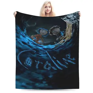 Coraline Movie Theme Print Blanket - Soft flannel, suitable for all seasons, suitable for sofa, travel, camping, office essential