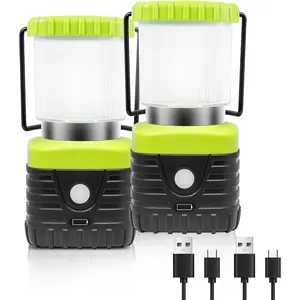2 count 6500K White Light LED Camping Lantern Rechargeable 1000LM, 4500mAh Power , Flashlight for Hurricane , Hiking, IP44  Lantern(Green)