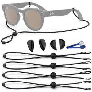 Eyeglass Strap compatible With Ray-Ban Meta Wayfarer(Gen 2) Smart Glasses accessories 20.5" Adjustable - Eyeglass Cord Holder - Comes With Eyeglass Cleaning Clip & Nose Pad