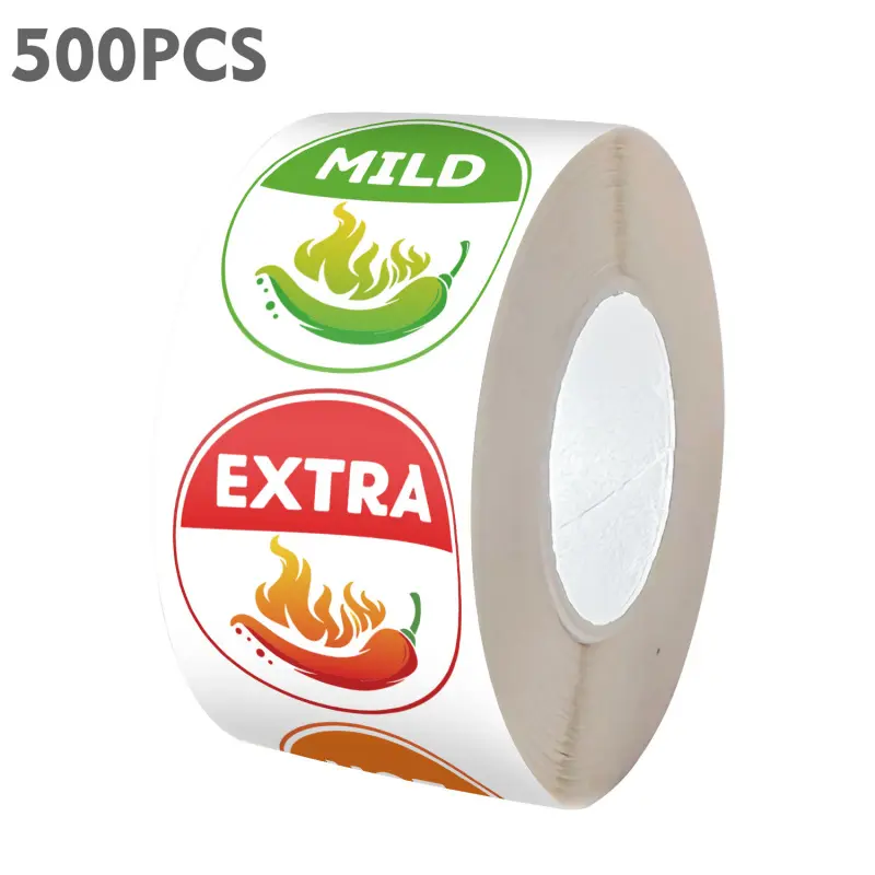 4-level spiciness indicator sticker red chili food warning spicy label spiciness indicator sticker for packaging and restaurant use Self Adhesive Decal Spice Labels Self Adhesive Stickers