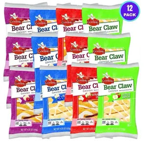Cloverhill Danish Fruit Pastry Assorted Package | Strawberry, Cherry, Blueberry and Apple Bear Claws | Pack of 12