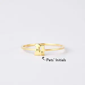 Custom Dog Cat Ring, Engraved Pets Initials, Pet Lover Gift