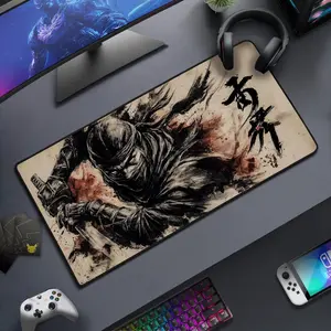 Samurai Ninja XL Gaming Desk Mat Premium Aesthetic Desk Pad Extended Mouse Pad for Setup & Office