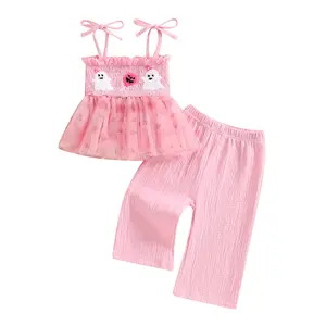 Halloween Toddler Baby Girl Outfit Pumpkin Patch Tank Top+Wide Leg Pants Set Kids Little Girl Halloween Clothes
