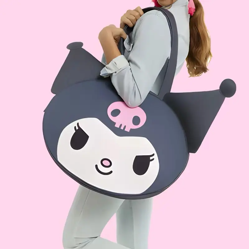 LF x Sanrio Co branded Kuromi Shoulder Bag for Women's Daily Large Capacity Canvas Tote Bag