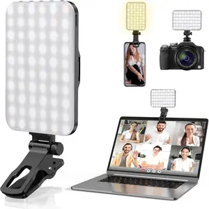 Rechargeable Clip-on Fill Light, 3 Light Modes & 10 Adjustable Modes Clip-on Fill Light, Portable Clip Light for iPhone, Android, iPad, Laptop, Makeup, Selfie, Live Streaming