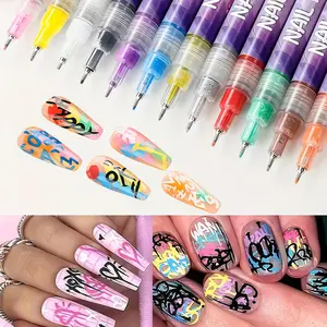 1 Box of 12 Colors 0.5mm Nail Art Pens - Quick-Dry Acrylic Nail Paint Marker Set for Nail Dotting, Doodling, Decoration, Line Drawing, Nail Art Design, Home DIY, Nail Art Tool
