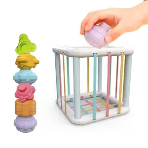 7pcs Rainbow Stacking Toy for Tactile Exploration, Interactive Learning Toy for Developing Focus, Color & Shape Recognition, Fine Motor Skills, Sensory Playset