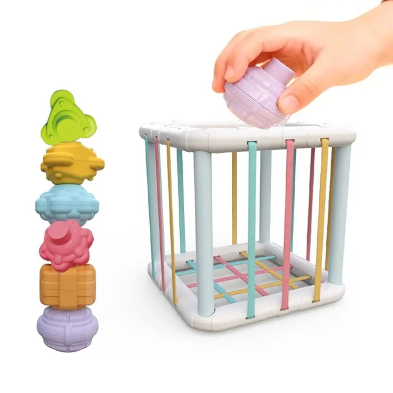 7pcs Rainbow Stacking Toy for Tactile Exploration, Interactive Learning Toy for Developing Focus, Color & Shape Recognition, Fine Motor Skills, Sensory Playset