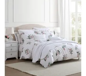 Martha Stewart Tea Rose Pink C otton Sateen Tw in Comforter Se