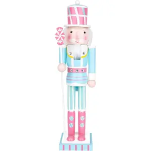 15Inch Large Nutcracker Soldier Figure, Pink Nutcracker Christmas Decor Doll for Holiday Decor, Festive Gift for Home, Office, Xmas Tree Decorations (Blue)