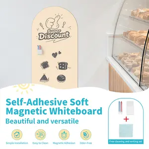 Magnetic Whiteboard Wall Sticker, Self-Adhesive Detachable Arch Design, Easy Cleaning & Reuseable, Includes Storage Box & Crayons