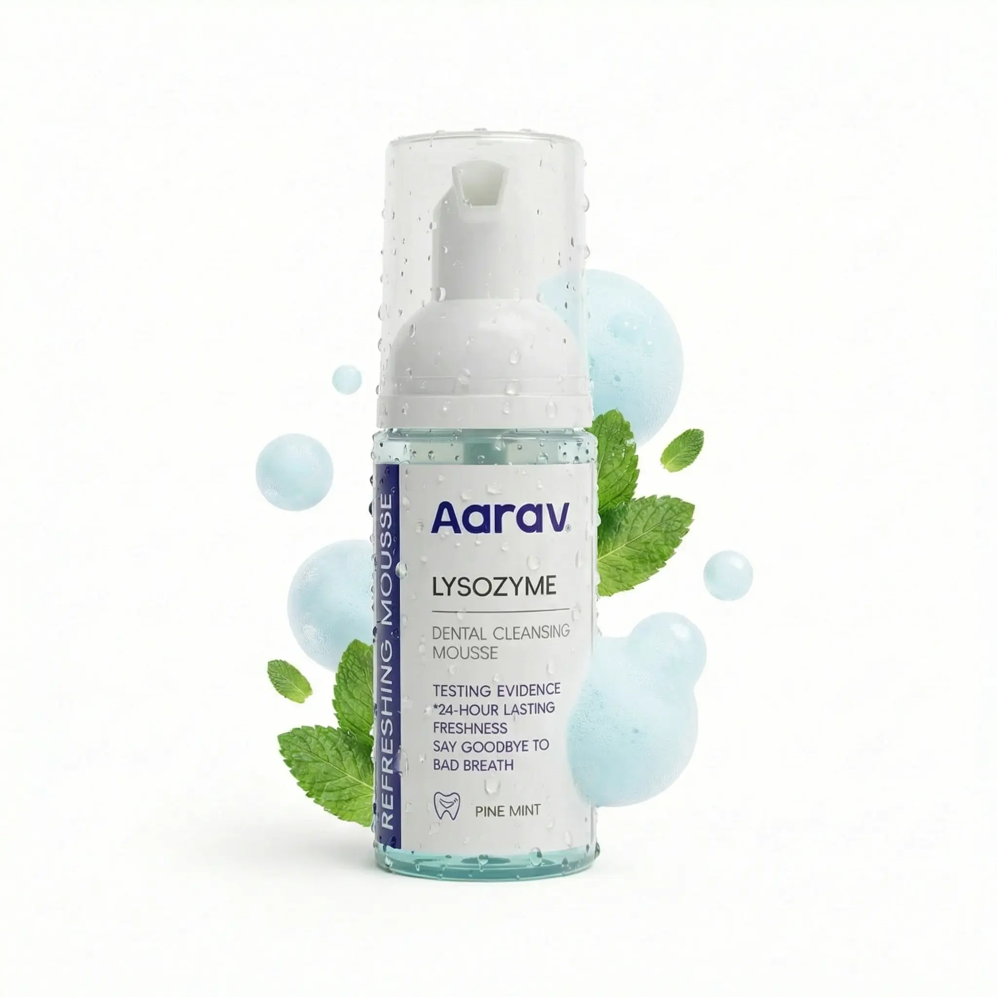 Aarav On-the-Go Mouthwash Mousse: Ditch the Sink! Our No-Rinse Foam Kills Bad Breath Instantly with Zero Burn. Essential Before Meetings, Dates, or After Coffee. Stay Confident.