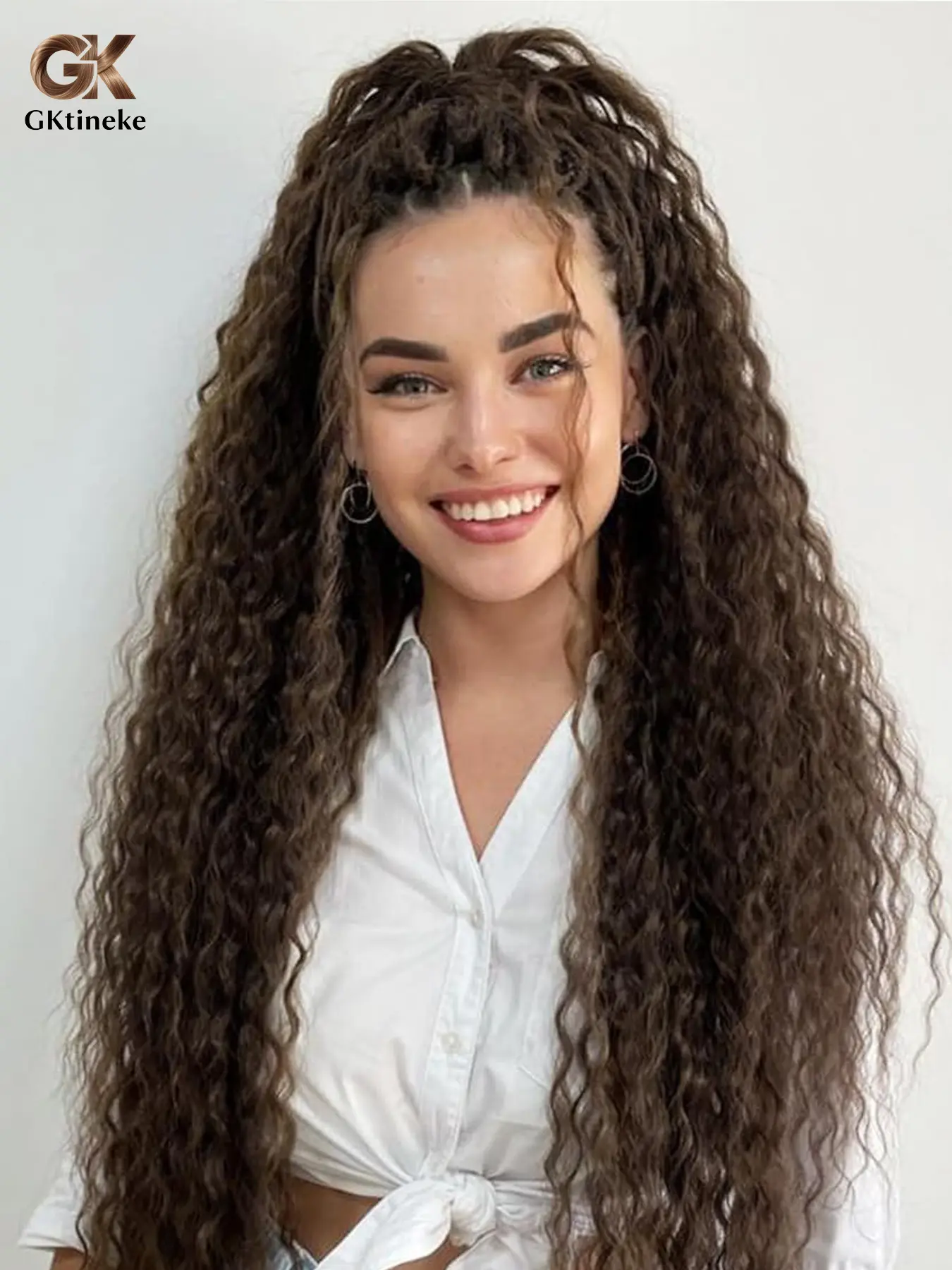 Gktineke 2-IN-1 Ponytail 30 Inch Long Soft Wavy Curly Drawstring Ponytail,  Christmas Heat Resistant Hair Extensions, Wavy Synthetic Hairpiece, Basic Style for Women, High Temperature Fiber, Natural Look