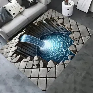 2D Illusion Waterfall & Pool Flannel Area Rug - Oversized Soft Plush Mat for Living Room & Game Room, Non-Slip Optical Illusion Home Decor, Decorative Rug #2DIllusionRug #OpticalIllusionDecor #GameRoomCarpet #FlannelMat #NonSlipRug