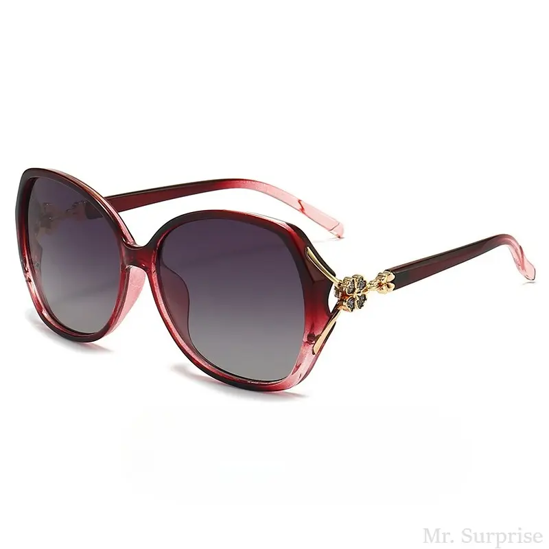 2026 New Four-Leaf Clover Polarized Sunglasses, Elegant Retro Oversized Frame Fashion Shades for Women
