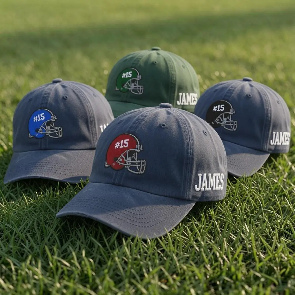 Custom Helmet Football Hat, Personalized Helmet Cap, Embroidered Number Hat, Football Team Hat, College Football Gift, Sports Fan Cap