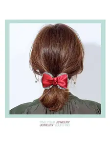 Elegant Butterfly Knot Hair Clip, Detachable Spring Barrette, Master Design, Satin Diamonds Leather, Versatile Styling Accessory