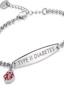 Linnalove Pre-Engraved Simple Rolo Chain Women's Warning ID Bracelet, Elegant Design, Perfect Gift for Her, Durable & Stylish Accessory