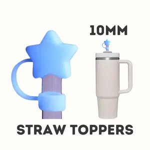 Straw Topper, Straw cover, Star Straw Topper, 10mm Straw Topper Blue