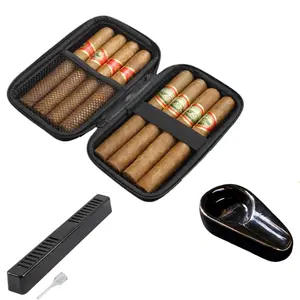 Portable Cuban cigar box with cigar box, ashtray, cigar humidifying strip, and dropper * 1, capable of holding 8 cigar (artificial) - a cigar rack suitable for travel, ideal for men's cigar and storage gift boxes