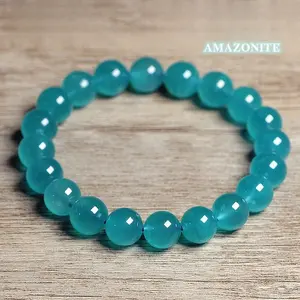 Natural Ice Brazilian Amazonite Bracelet 7.5 Inches • Healing Crystal Energy Beads • Dainty Stretch Jewelry for Women Men • Perfect for Daily Wear & Gifts