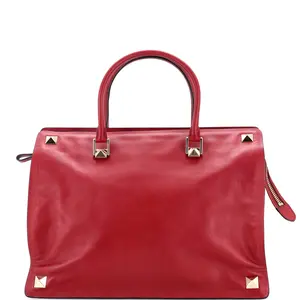 Pre-owned Valentino Leather Top Handle Bags Garavani Rockstud Four Corner Tote Large by Rebag