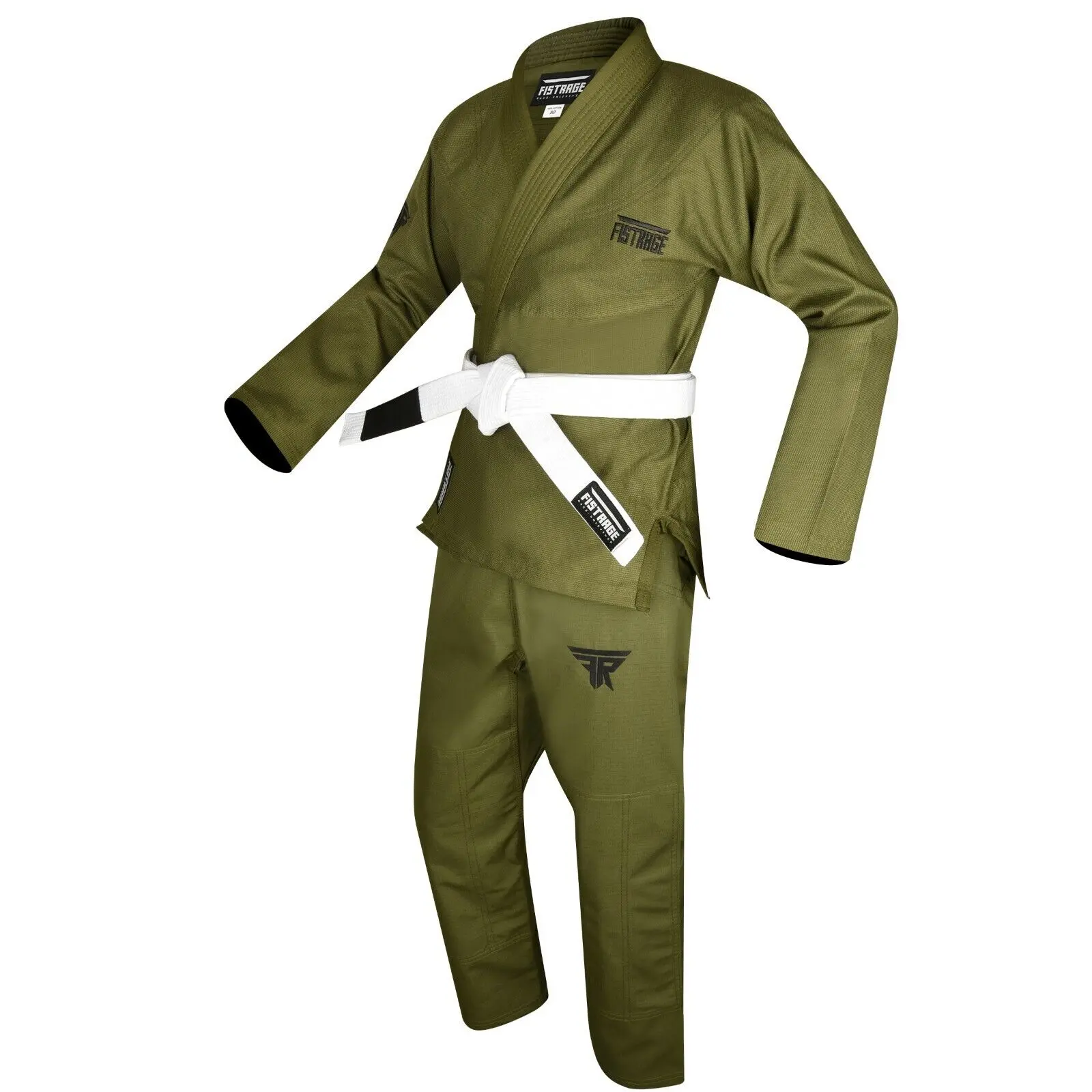 FISTRAGE Jiu Jitsu Gi Patch BJJ Brazilian Suite for Men & Women, Durable Pearl Wave Cloth, Lightweight Design, Includes Free White Belt with Black Rank Bar, MMA Uniform - Jacket