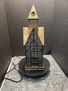 Glass & Metal Architectural Candle Lantern Gold Black Patina Hampton House 11”