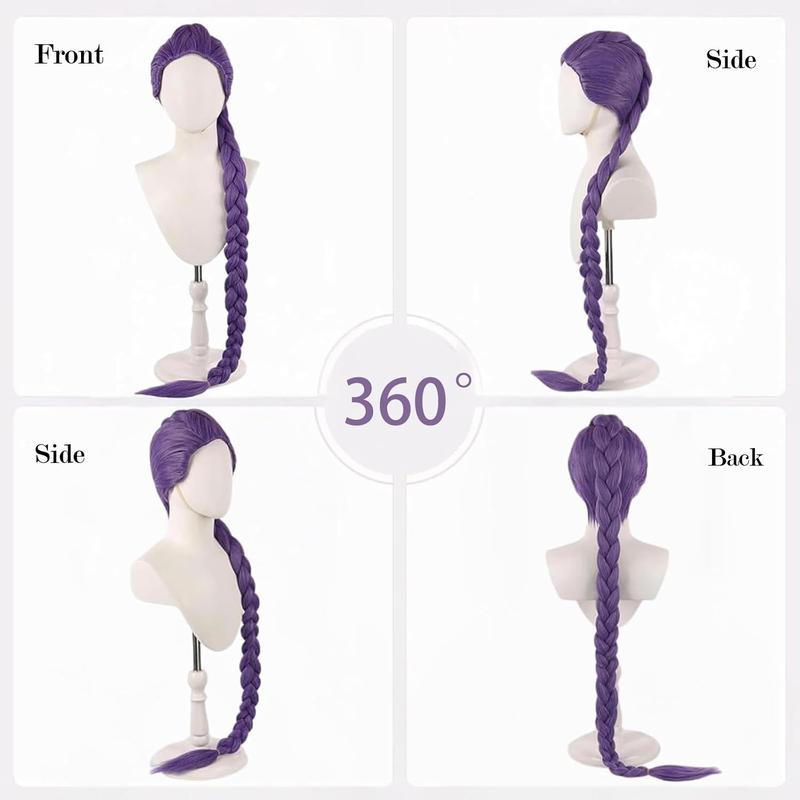 Anime K-pop Costume Demon Cosplay Wig Hunter Purple Braid Wigs Rumi Costume Zoey Mira for Kids Women Men Pop Singer Hair Halloween Cosplay Props