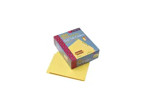 Smead 25910 Colored File Folders, Straight Cut, Reinforced End Tab, Letter, Yellow, 100/Box