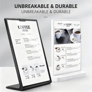 L-Shape Plastic Table Stand A4 A5 A6, Anti-Slip Flyer Stand Desktop Poster Menu Display Holder for Coffee Shop Bar