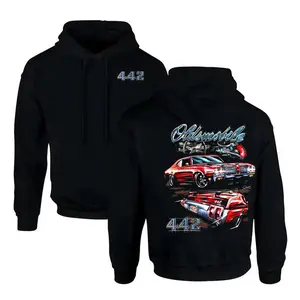 Oldsmobile 442 Muscle Car Graphic T-Shirt. Hoodie – Classic 442 Performance Car Tee for Men, 2-Sided Vintage American Muscle Shirt, Retro Car Enthusiast Car Lover Gift Top Menswear Gift For Men.