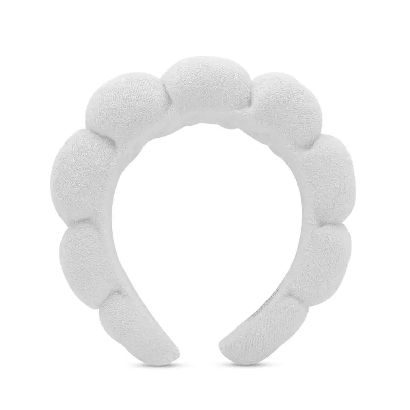 Spa Headband for Washing Face, Makeup, Facial and Skincare. Bubble Skin Care Head Band. Puffy Terry Cloth, Non Slip Get Ready Hairband for Women, Teens, Girls. Cute Hair Accessories.