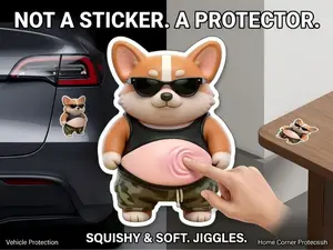 Viral 3D Squishy Animal Anti-Collision Guard! Soft Silicone Car Door Edge Protector & Home Wall Bumper. Cute Kawaii Jiggle Sticker to Stop Scratches & Dents. Fun & Practical!