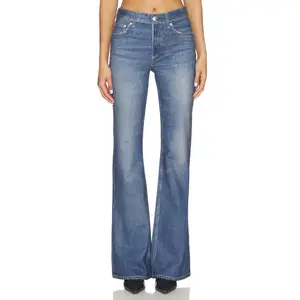 Rag & Bone Miramar Ponte Dahlia Mid Rise Flare Jeans in Cosmo