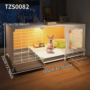 Rabbit Cage with Toilet, Rabbit Playpen, Home Indoor Rabbit Villa, Dutch Pig Guinea Pig Cage, Independent Nesting Area, Pet House