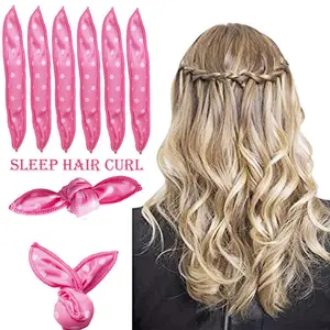 Heatless Hair Curlers for Overnight Curls, Satin Sponge Foam Rollers to Sleep In, Soft No Heat Curlers for Long & Short Hair, Frizz-Free Hair Styling Set for Women (10 PCS Pink)
