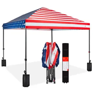 Best Choice Products 10x10ft Easy Setup Pop Up Canopy w/ 1-Button Setup, Wheeled Case, 4 Weight Bags