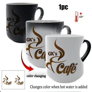 Heat-Sensitive Ceramic Coffee Mug with Heart-Shaped Handle, 11 Oz/330ML, Ideal for Hot Beverages, Great Gift for Holidays & Special Occasions