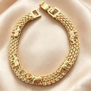 Trendy Lucky Elephant Bracelet – Unisex Gold Plated 7 Inches Long – Bestie Gift for Birthday Christmas & Everyday Style – Fashionable Jewelry with Good Luck Charm Breathable Ankle Support Brace Diamond-Like Bride Crown Sash Bandana