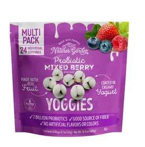 Nature's Garden Probiotic Mixed Berry Yoggies 0.7 oz 24 pk 3 Grams Fiber Gluten Free Dietary Snack with Real Fruit and Creamy Yogurt Coating