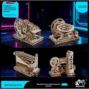 3D Wooden Marble Run Puzzle DIY Mechanical Gear Model STEM Building Kit Spiral Marble Track Desk Toy Educational Engineering Assembly Kit Stress Relief Fidget Toy for Kids Adults Birthday Gift Home Office Decor