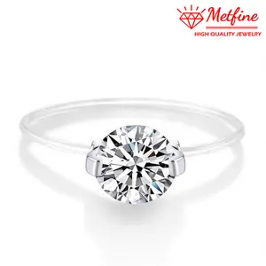 Metfine Mozambique Stone Ring Mermaid Tears Design Light Luxury Transparent Thread Invisible Diamond for Women High Quality Jewelry