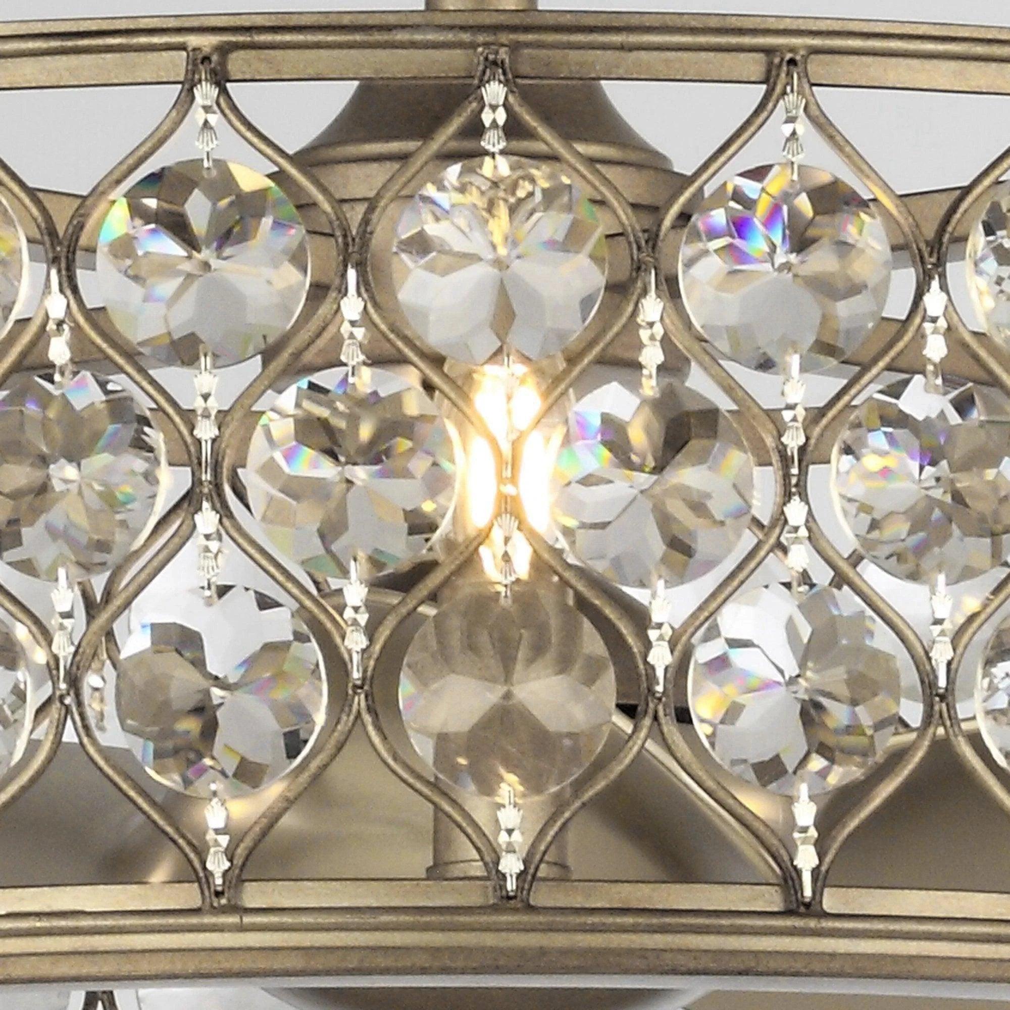 25" Modern Crystal Fandelier, Downrod Mount Ceiling Fan with LED Light & Remote Control