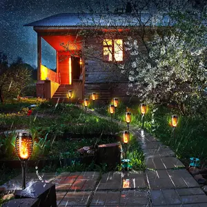 Solar Torch Flame Light-an outdoor solar lamp featuring a realistic flickering flame effect. This waterproof porch light is ideal for summer garden parties, lawns, courtyards, and various outdoor decorative settings.