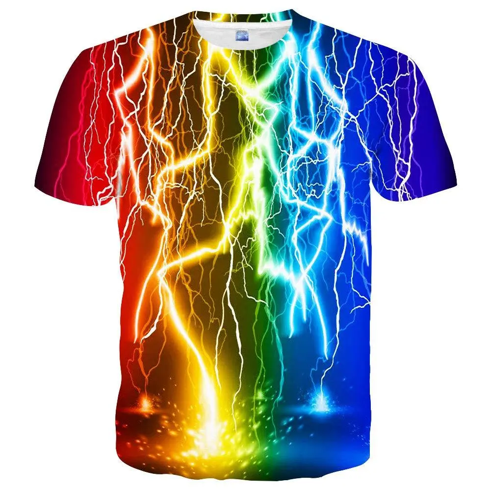 Vivid Rainbow Graphic T-Shirt, Unisex Casual 3D Print Streetwear, Soft Breathable Fabric for Party & Festivals, Tshirt, Top, Shortsleeve, Round Neck, Relaxed Fit, Multi-Size, S To Xxxl