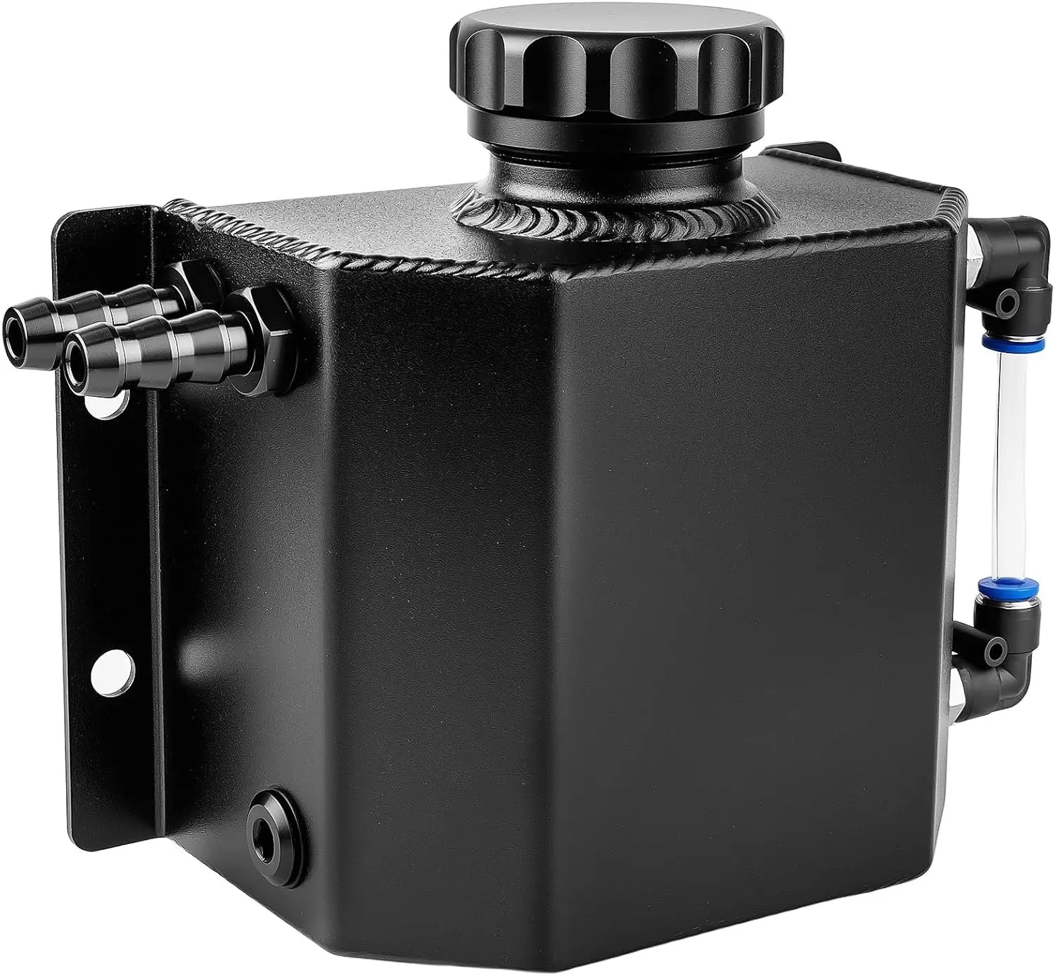 Aluminum Coolant Overflow Tank, 1L Black Expansion Reservoir | Aluminum alloy 1L black coolant tank, fits cars & motorcycles, efficient heat dissipation, stable cooling temps