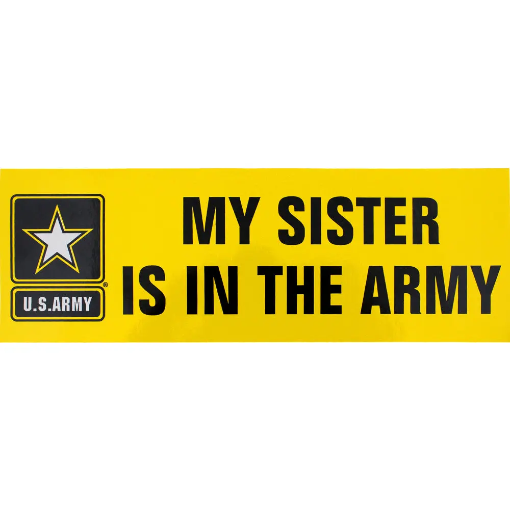 Army Sister Show Support Stick-On Car Bumper Sticker, Vehicle Display Automotive Exterior Accessory, Cars, Standard Size